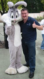 Neil Carter couldn't resist meeting his idol Bugs Bunny..."What's up Doc?"