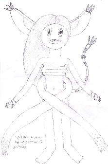 A Human Gatomon as drawn by 'Angewoman86' (aged 15) - I think this has something to do with Digimons!
