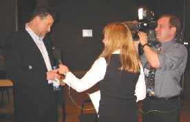 BFBS' TV team, Annie Haresign and Nigel Beaumont in action interviewing Jonathan Frakes @ Galileo 7