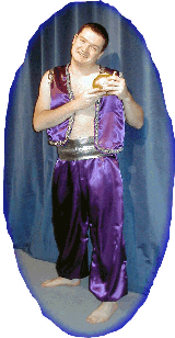 Neil Carter (yes it's me!) as the Genie [For the performances, I was bald with a ponytail and painted green! Pics to follow soon hopefully of what I actually looked like. Very silly actually!]